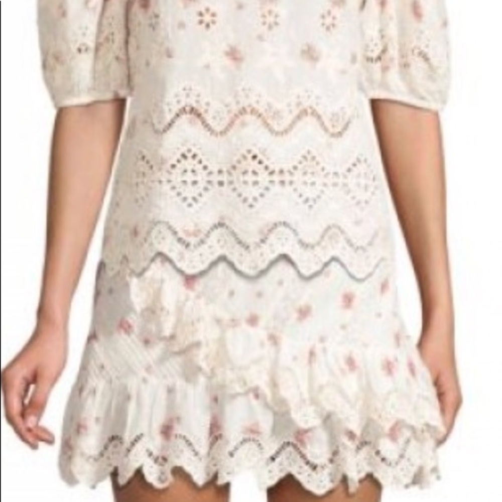 LoveShackFancy Emma ruffled floral skirt french cream combo - Picture 13 of 13
